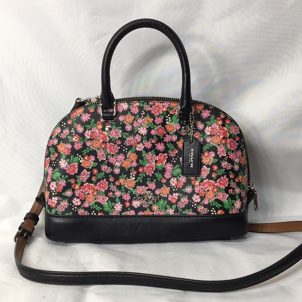 Coach Black Floral Satchel